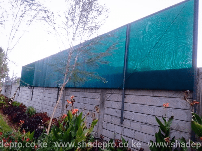 privacy screen anchored on a strong concrete perimeter wall